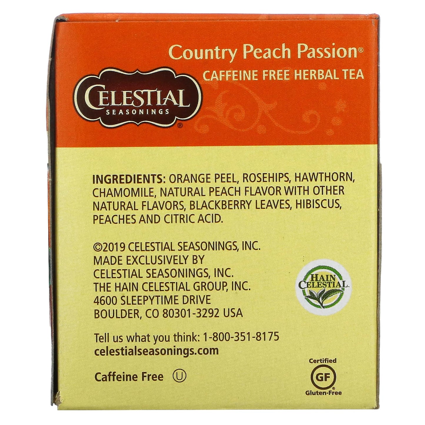 Celestial Seasonings, Herbal Tea, Country Peach Passion, Caffeine Free, 20 Tea Bags, 1.4 oz (41 g)