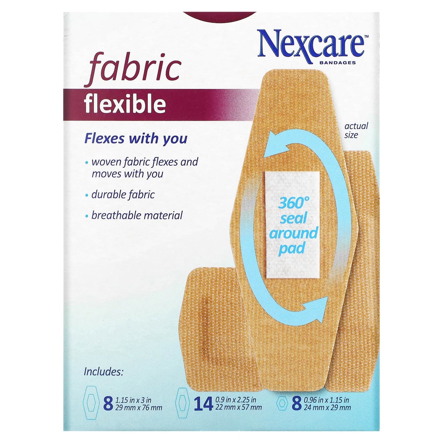 Nexcare, Flexible Fabric Bandages, 30 Assorted Sizes