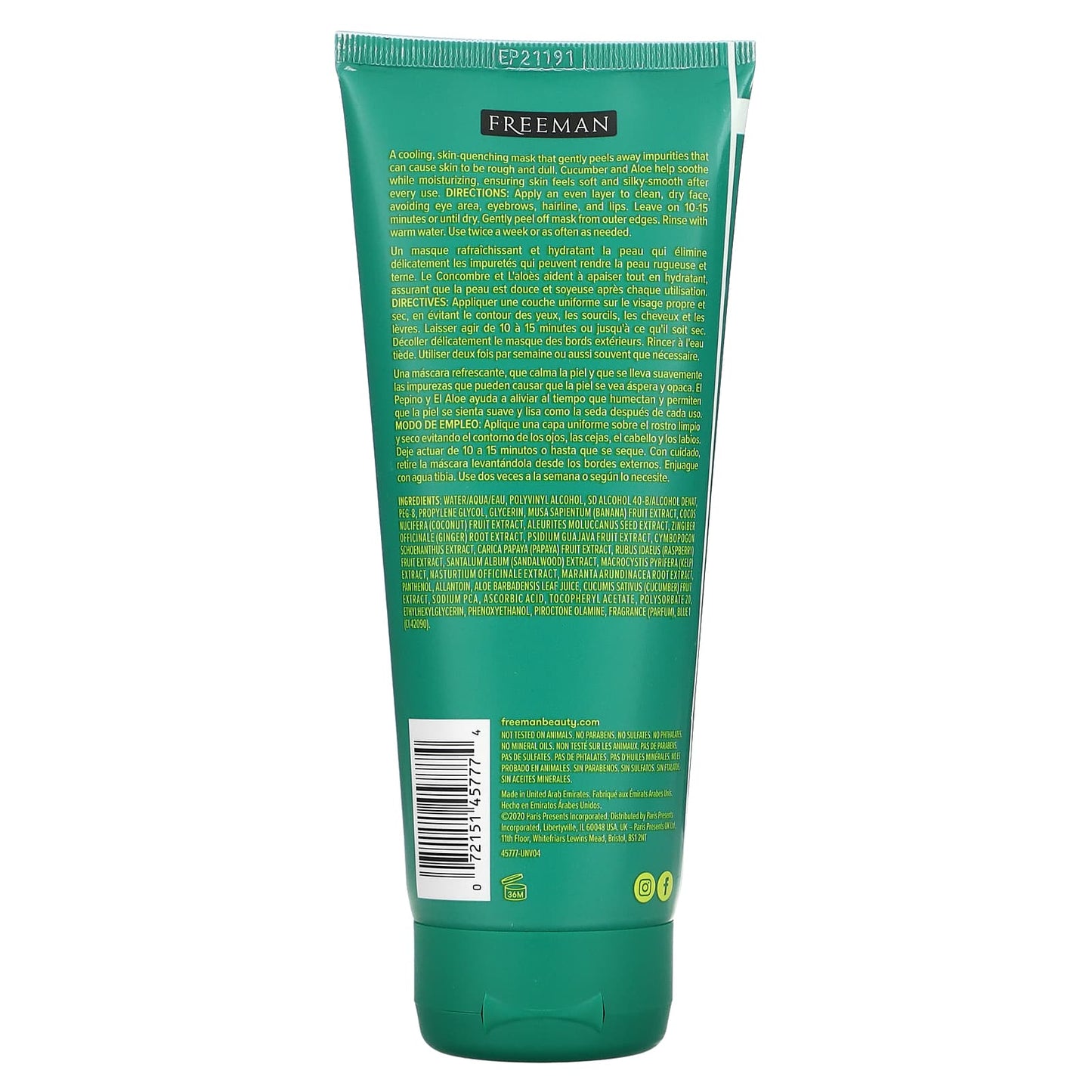 Freeman Beauty, Renewing Peel-Off Gel Beauty Mask, Cucumber, 6 fl oz (175 ml)