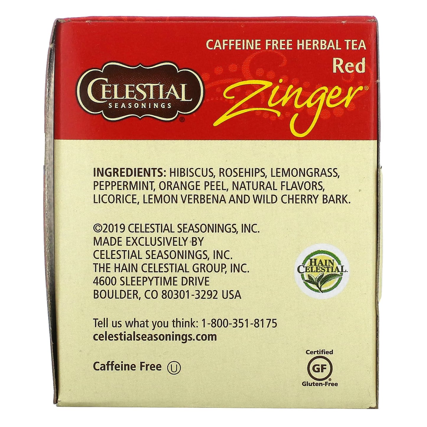 Celestial Seasonings, Herbal Tea, Red Zinger, Caffeine Free, 20 Tea Bags, 1.7 oz (49 g)