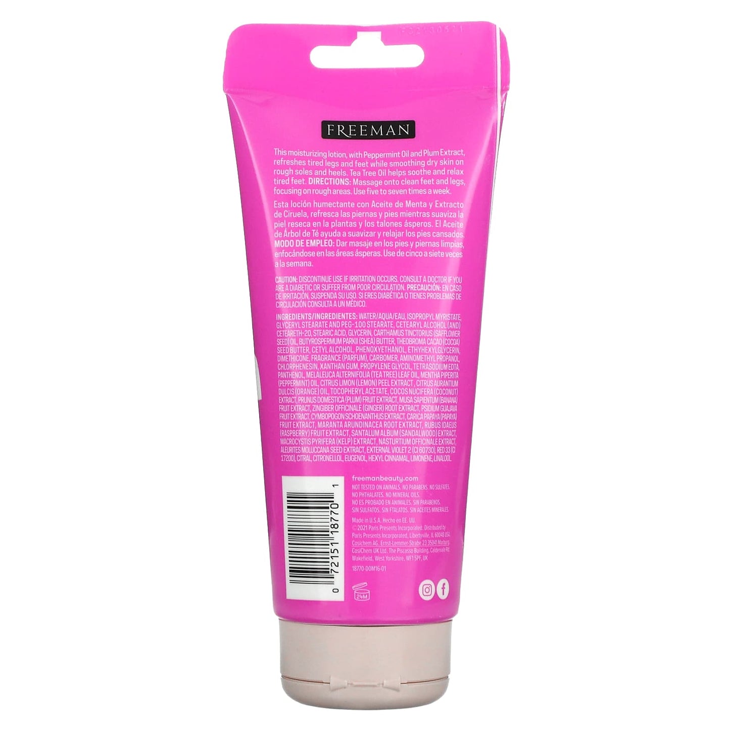 Freeman Beauty, Flirty Feet, Hydrating Foot Lotion, Peppermint & Plum, 5.3 fl oz (159 ml)