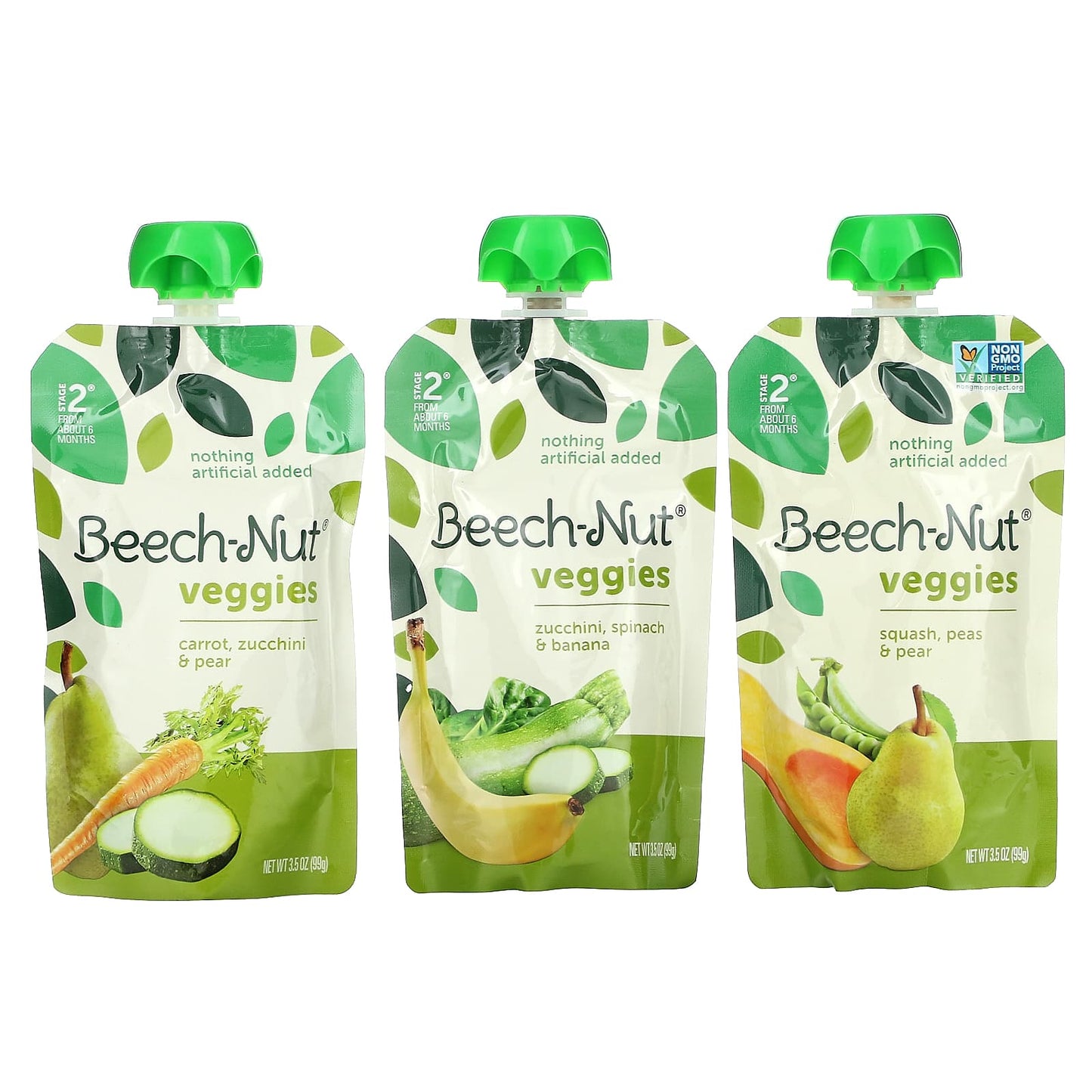 Beech-Nut, Veggies, 6+ Months, Variety Pack, 9 Pouches, 3.5 oz (99 g) Each