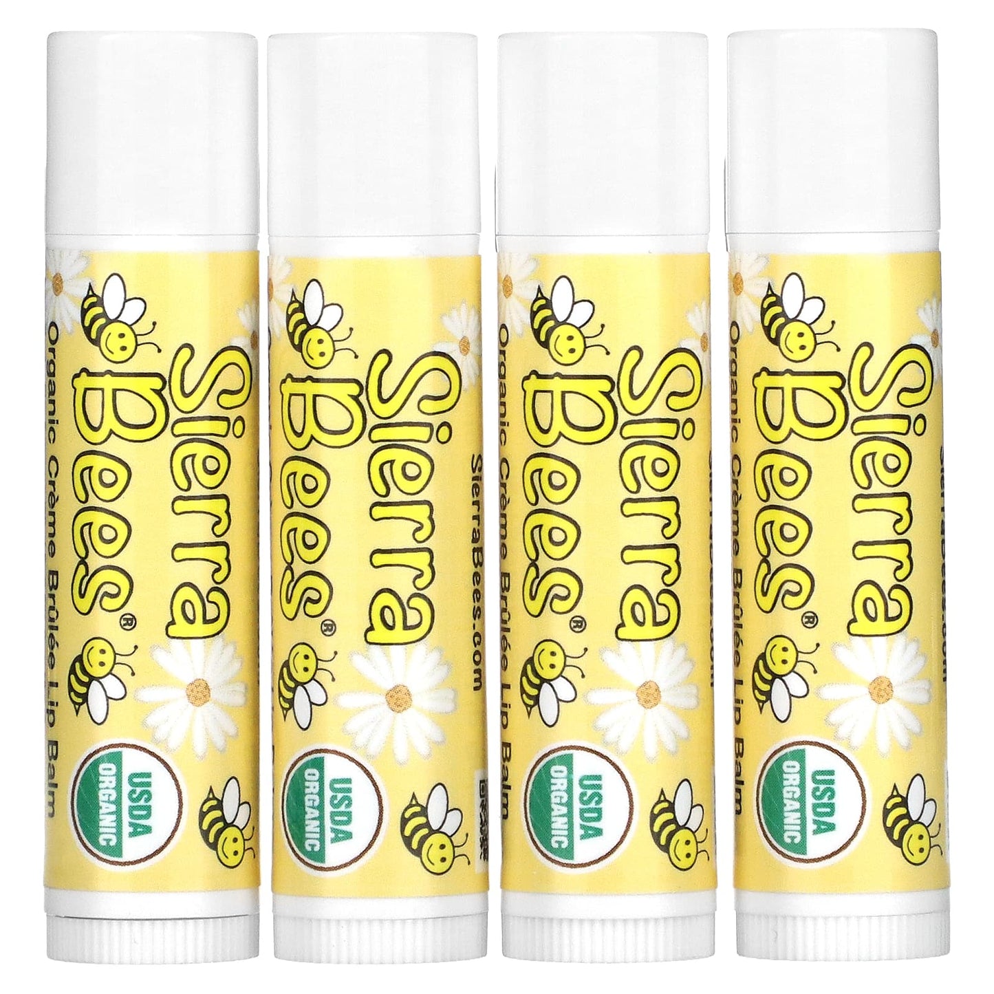 Sierra Bees-Organic Lip Balms-Creme Brulee-4 Pack-0.15 oz (4.25 g) Each