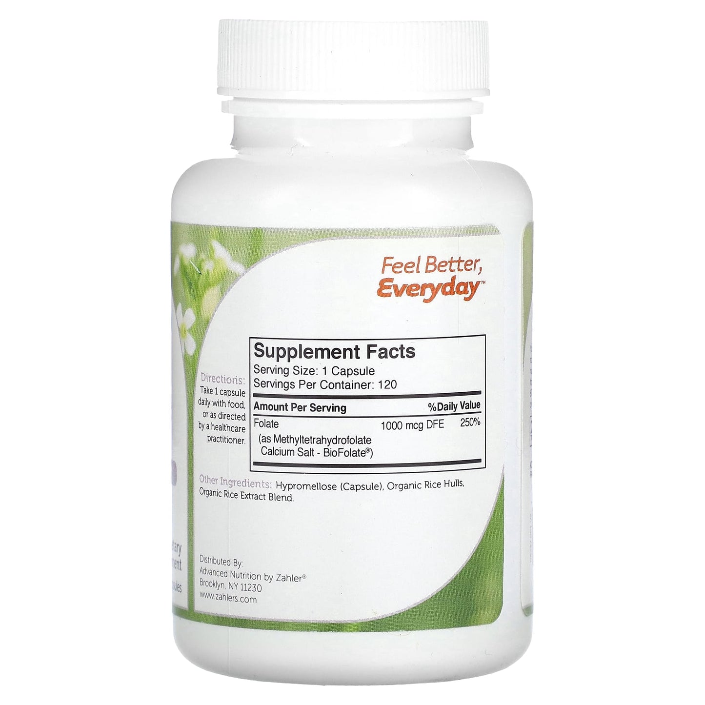 Zahler, Methylfolate, Stable & Active Folate, Supports Healthy Fetal Development, 120 Capsules