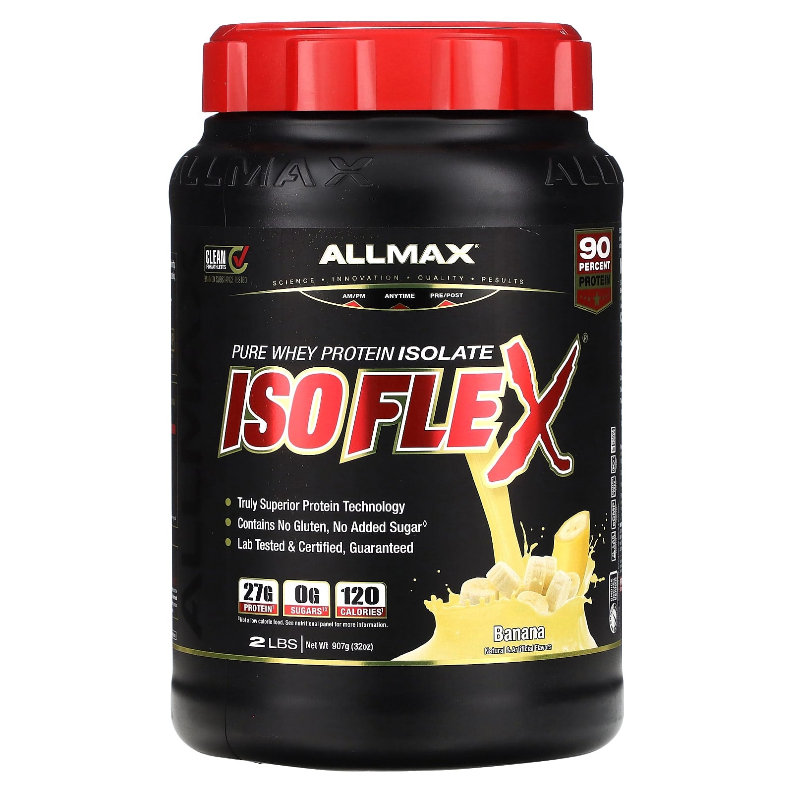 ALLMAX-Isoflex-100% Pure Whey Protein Isolate-Banana-2 lbs (907 g)