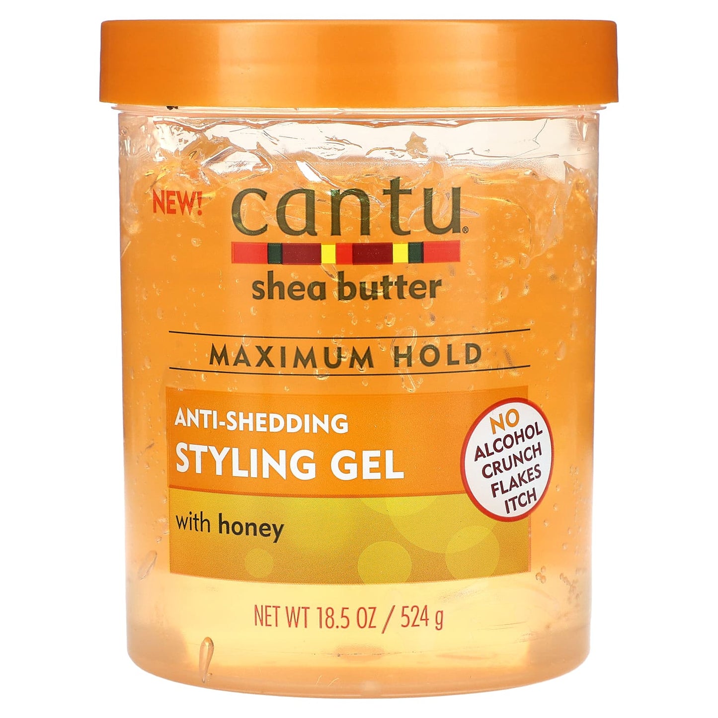 Cantu-Shea Butter-Anti-Shedding Styling Gel-With Honey-Maximum Hold-18.5 oz (524 g)