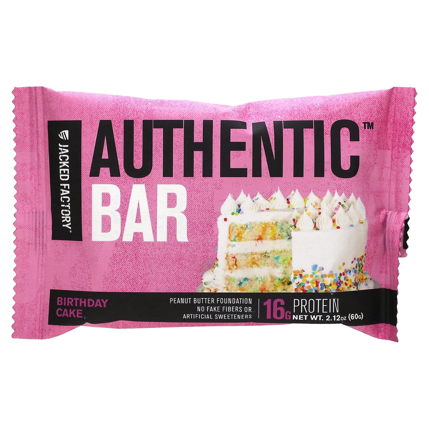 Jacked Factory, Authentic Bar, Protein Bar, Birthday Cake, 12 Bars, 2.12 oz (60 g) Each