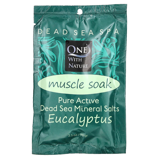 One with Nature-Dead Sea Spa-Mineral Salts-Muscle Soak-Eucalyptus-2.5 oz (70 g)