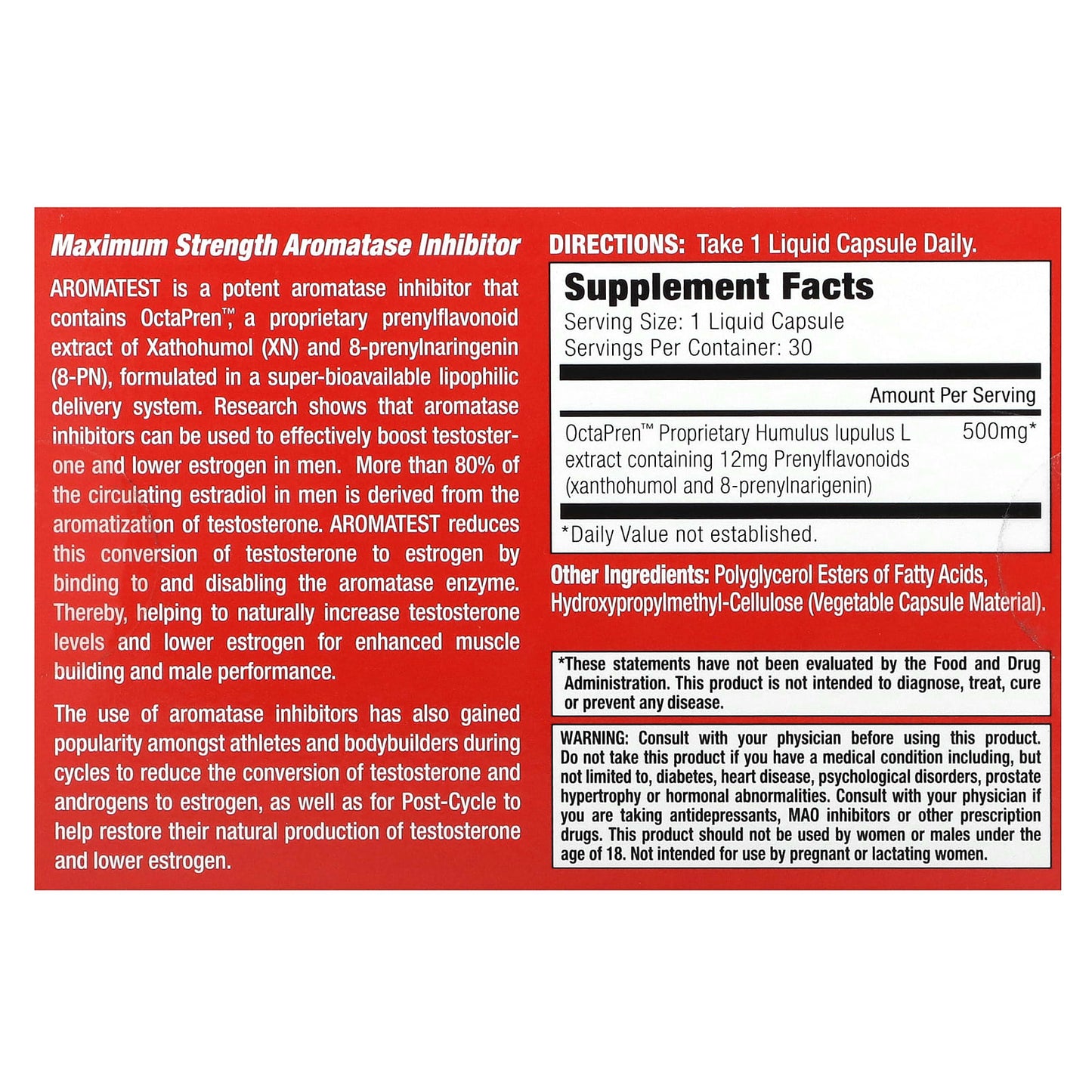 MuscleMeds, Aromatest, 500 mg, 30 Liquid Capsules