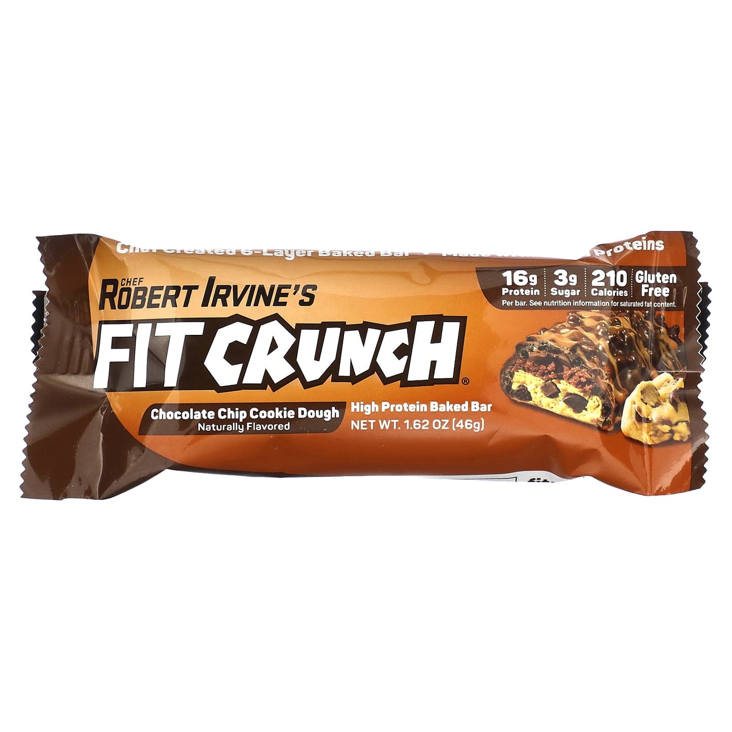 FITCRUNCH, High Protein Baked Bar, Chocolate Chip Cookie Dough, 9 Bars, 1.62 oz (46 g) Each