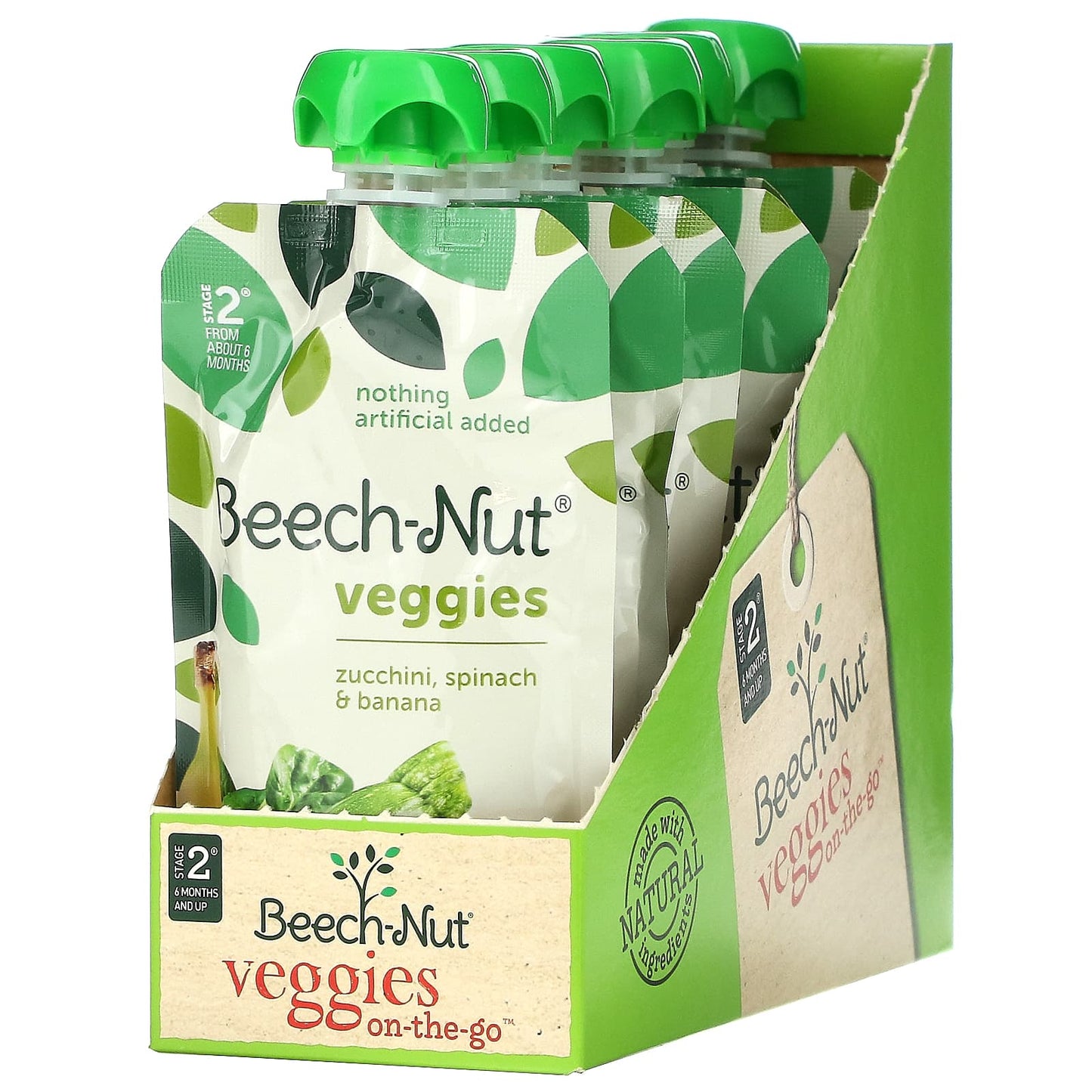 Beech-Nut-Veggies-6+ Months-Zucchini-Spinach & Banana-12 Pouches-3.5 oz (99 g) Each