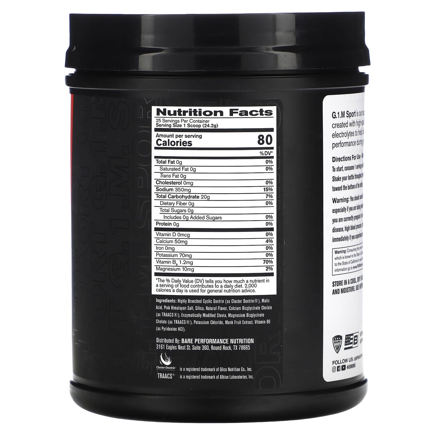 Bare Performance Nutrition, G.1.M Sport, Fruit Punch, 1 lb, (605 g)