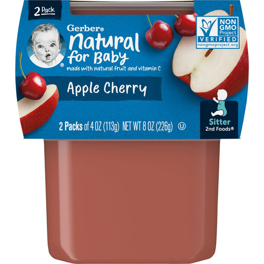 Gerber-Natural for Baby-2nd Foods-Apple Cherry-2 Pack-4 oz (113 g) Each