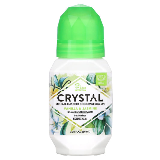 Crystal-Mineral-Enriched Deodorant Roll-On-Vanilla & Jasmine-2.25 fl oz (66 ml)