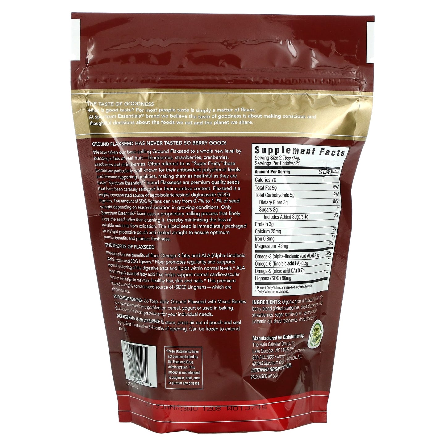 Spectrum Essentials, Ground Flaxseed with Mixed Berries, 12 oz (340 g)