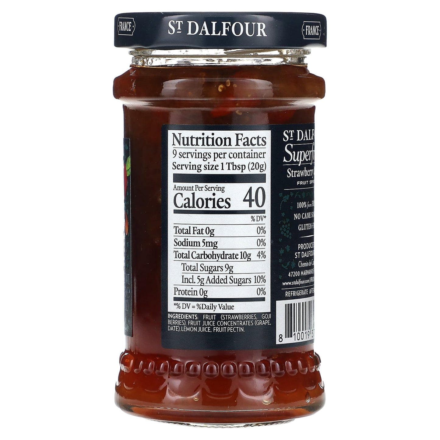 St. Dalfour, Superfruits, Fruit Spread, Strawberry & Goji , 6 oz (170 g)