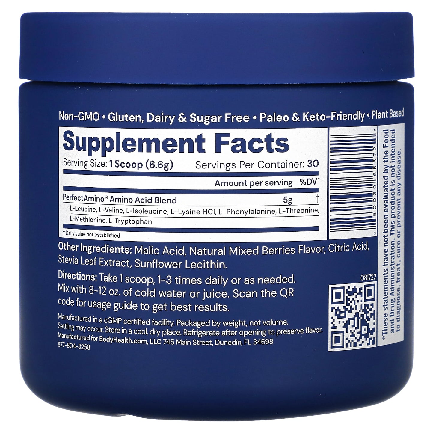 BodyHealth, Perfect Amino, Mixed Berry, 7 oz (198 g)