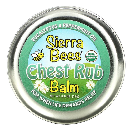 Sierra Bees-Chest Rub Balm-Eucalyptus & Peppermint-0.6 oz (17 g)