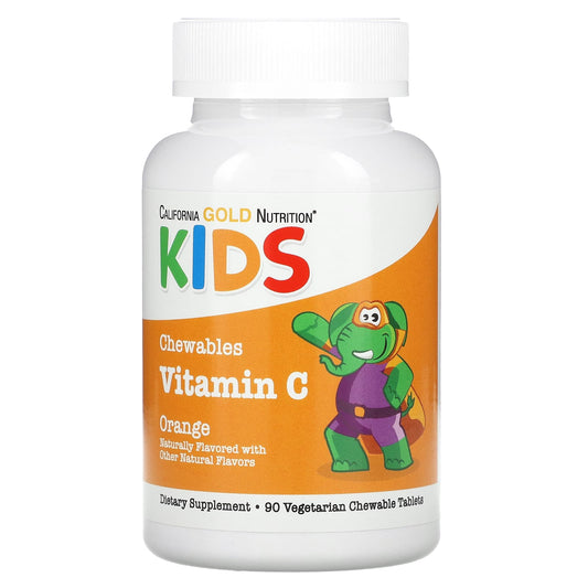 California Gold Nutrition-Chewable Vitamin C for Children-Orange Flavor-90 Vegetarian Tablets