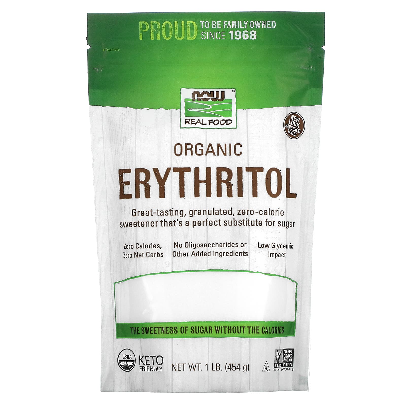 NOW Foods-Real Food-Organic Erythritol-1 lb (454 g)