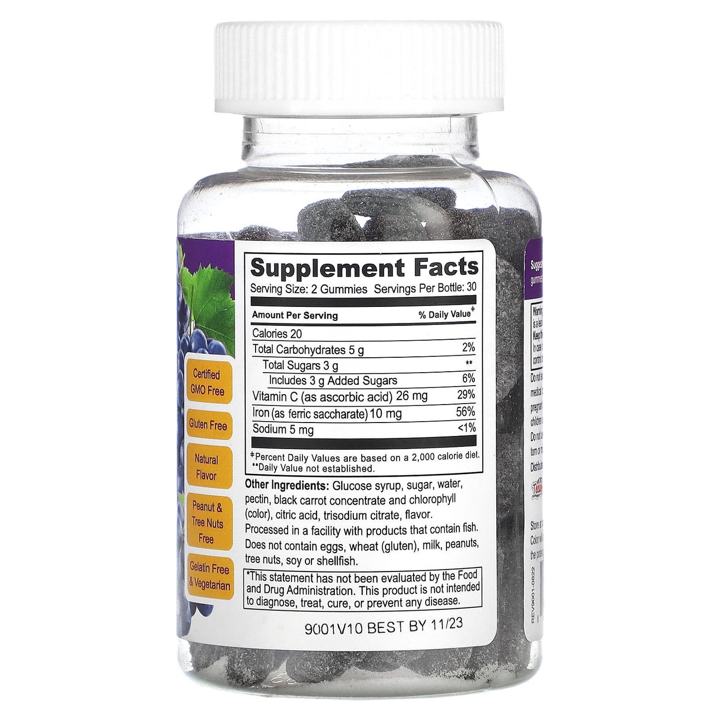 Doctor's Finest, Iron with Vitamin C, Grape, 60 Gummies