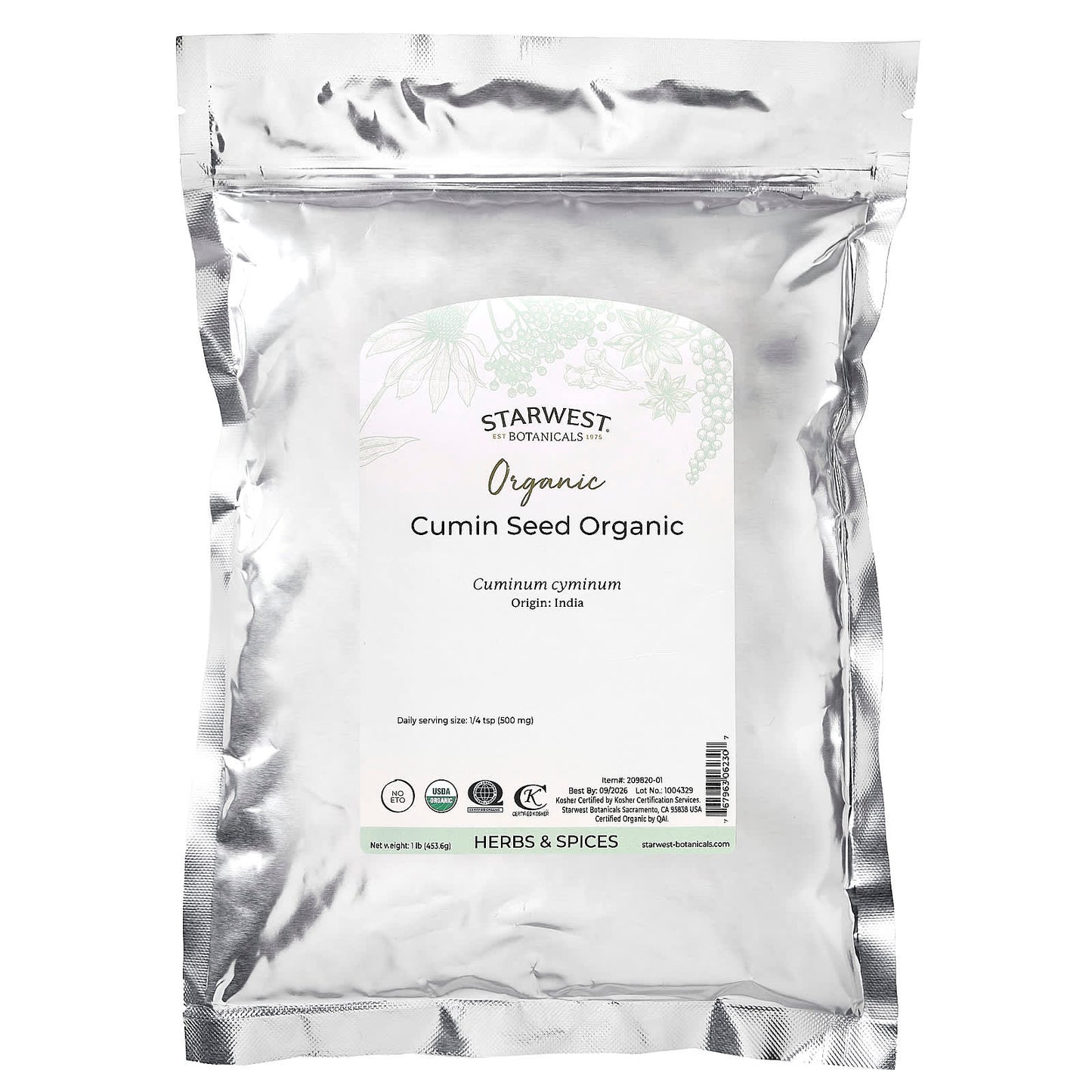 Starwest Botanicals, Organic Cumin Seed, 1 lb (453.6 g)