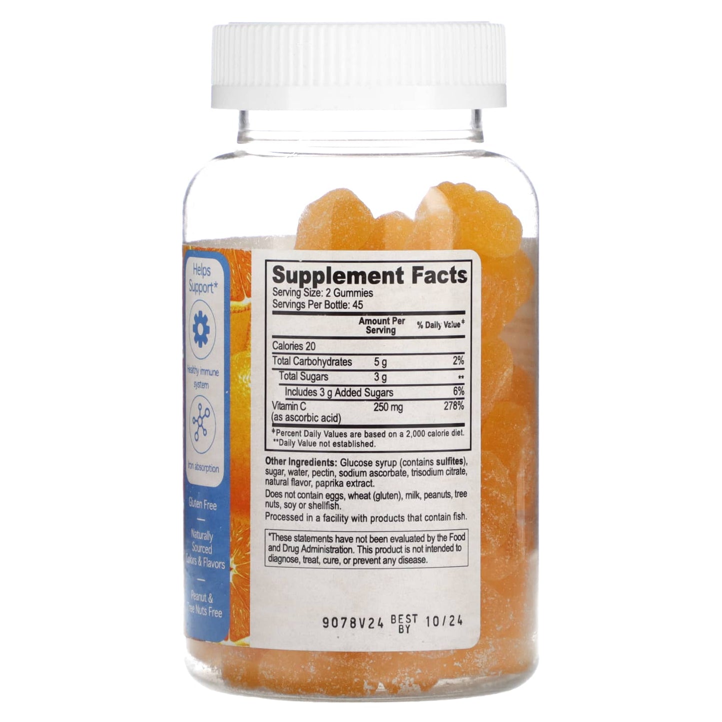 Doctor's Finest, Vitamin C , Orange, 250 mg , 90 Gummies