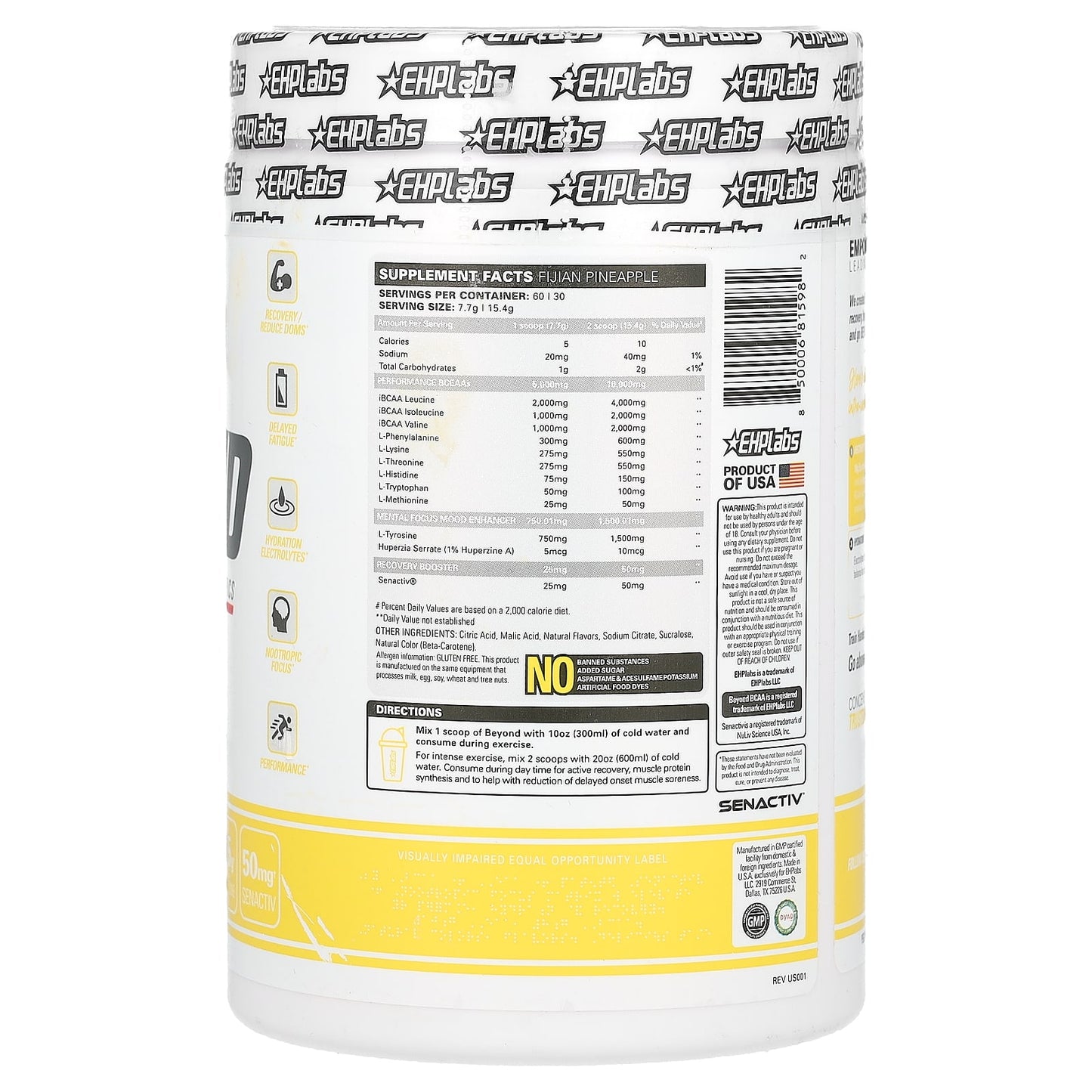 EHPlabs, Beyond, BCAA + EAA, Fijian Pineapple, 16.3 oz (462 g)