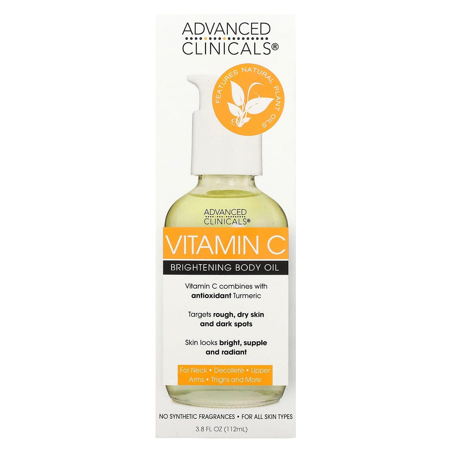 Advanced Clinicals, Vitamin C, Brightening Body Oil, 3.8 fl oz (112 ml)