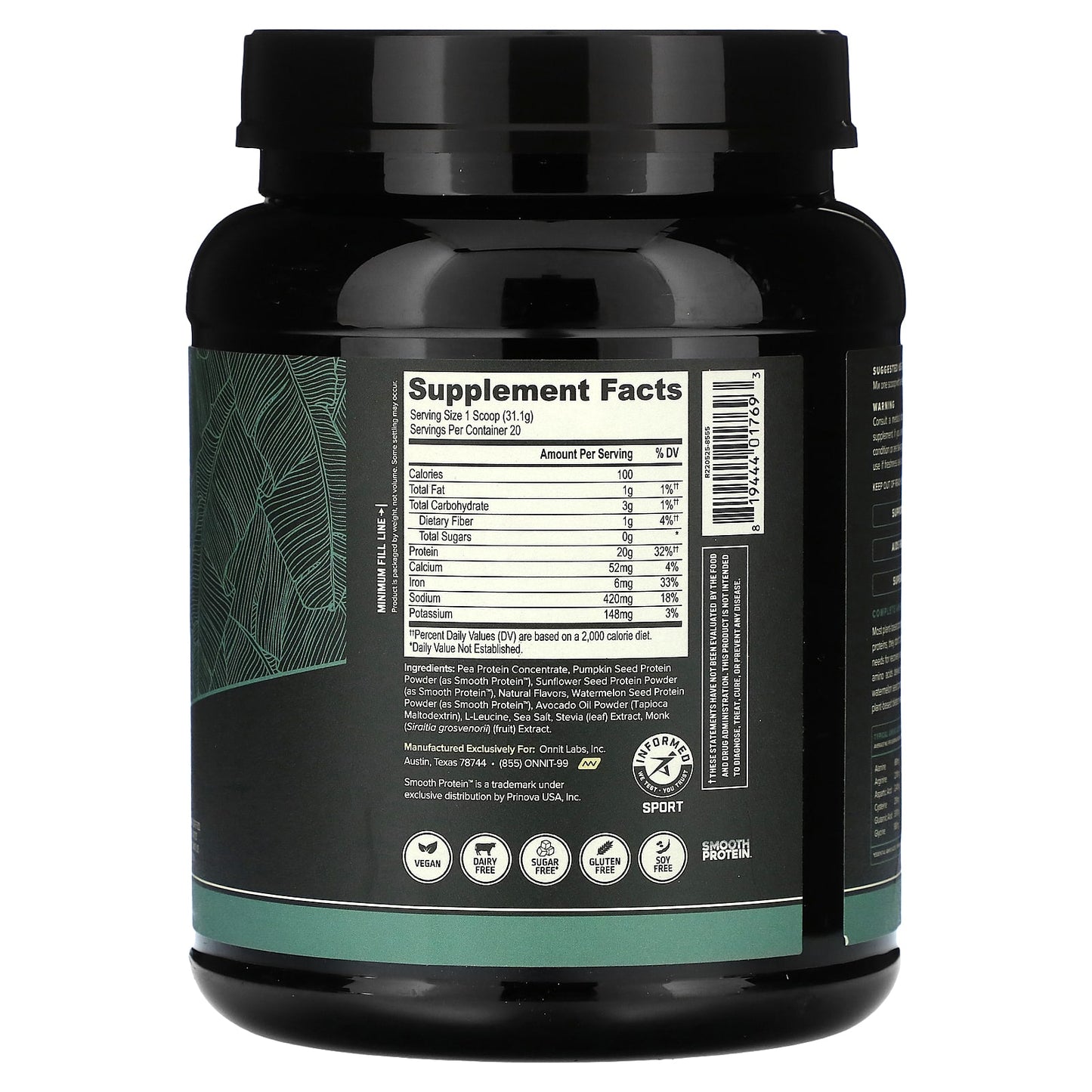 Onnit, Plant Based Protein, Vanilla, 1.4 lb (622 g)