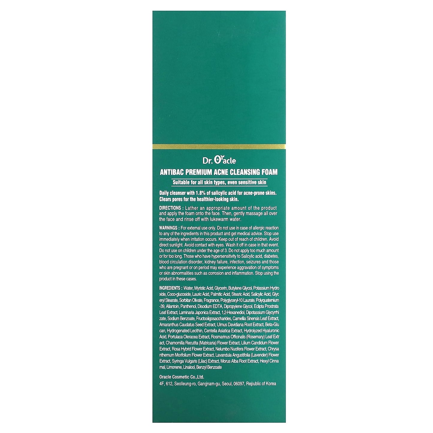 Dr. Oracle, Antibac, Premium Acne Cleansing Foam, 6.08 fl oz (180 ml)