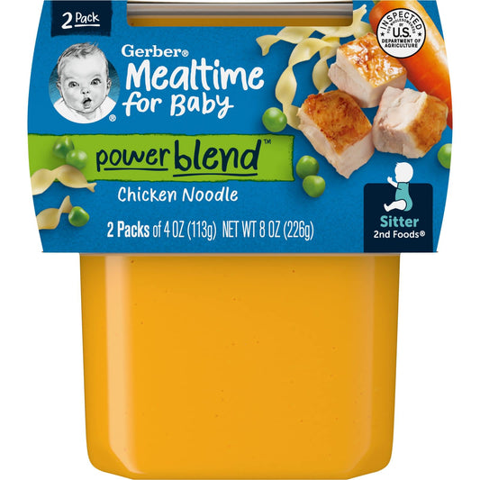 Gerber-Mealtime for Baby-Power Blend-2nd Foods-Chicken Noodle-2 Pack-4 oz (113 g) Each