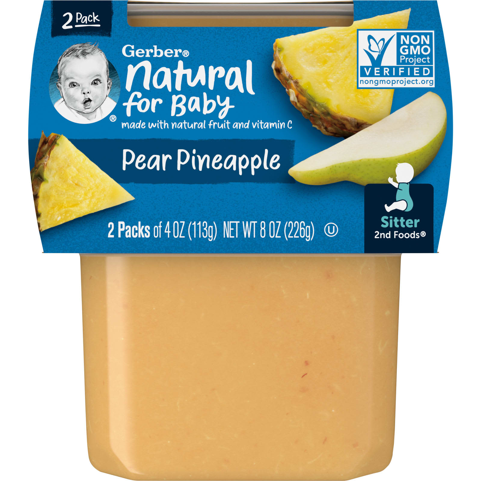 Gerber-Natural for Baby-2nd Foods-Pear Pineapple-2 Pack-4 oz (113 g) Each