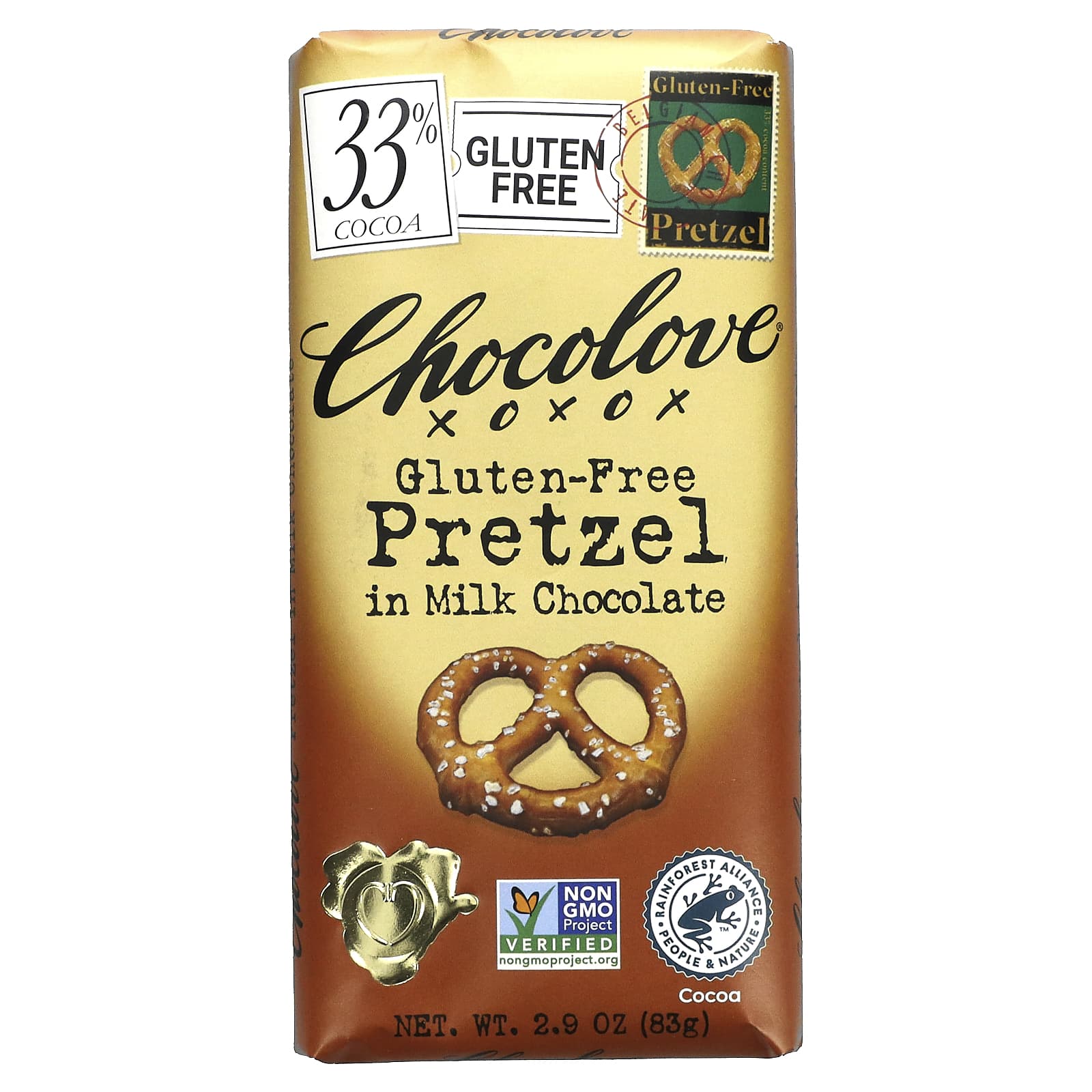 Chocolove-Pretzel in Milk Chocolate-33% Cocoa-2.9 oz (83 g)