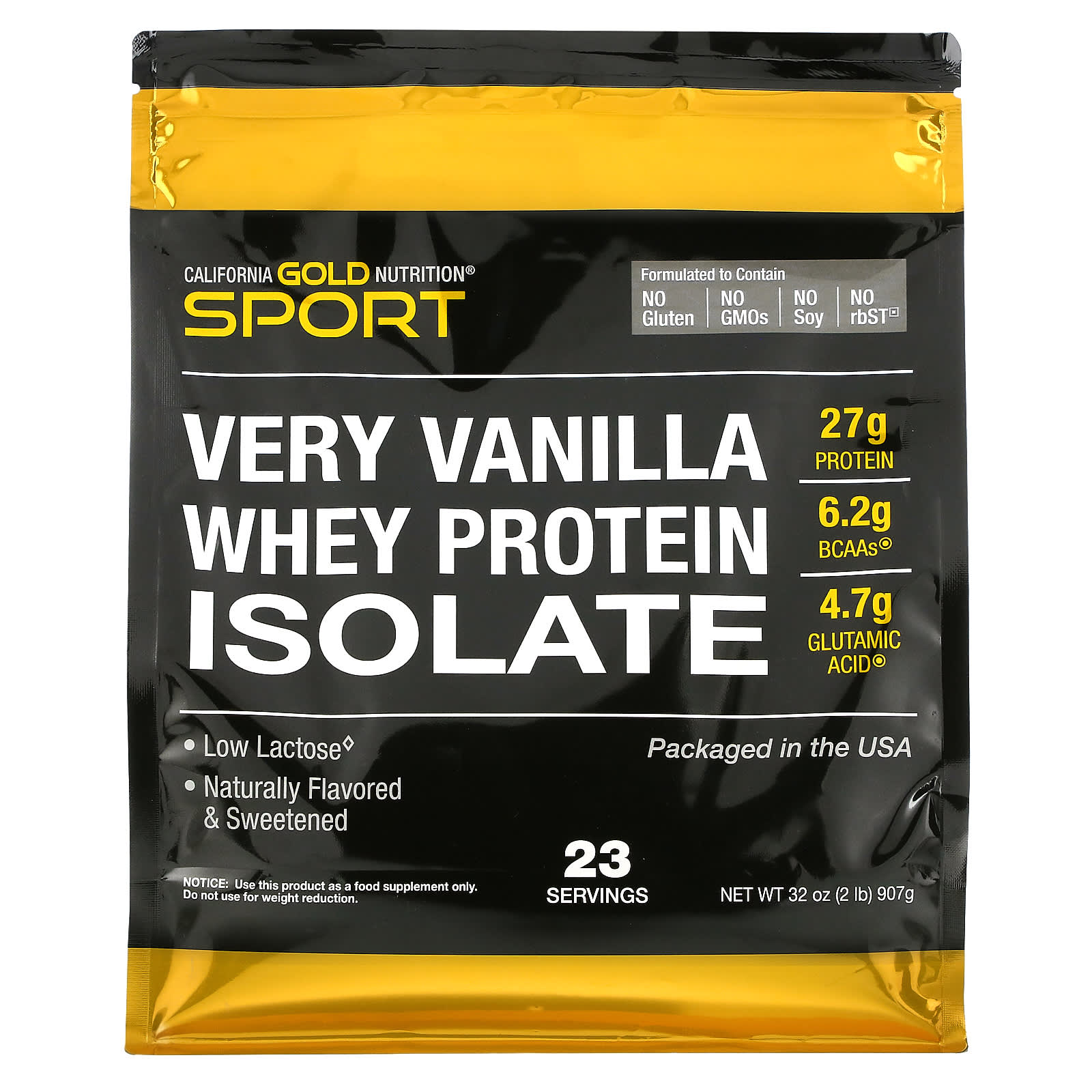 California Gold Nutrition-100% Whey Protein Isolate-Very Vanilla Flavor-2 lbs (907 g)