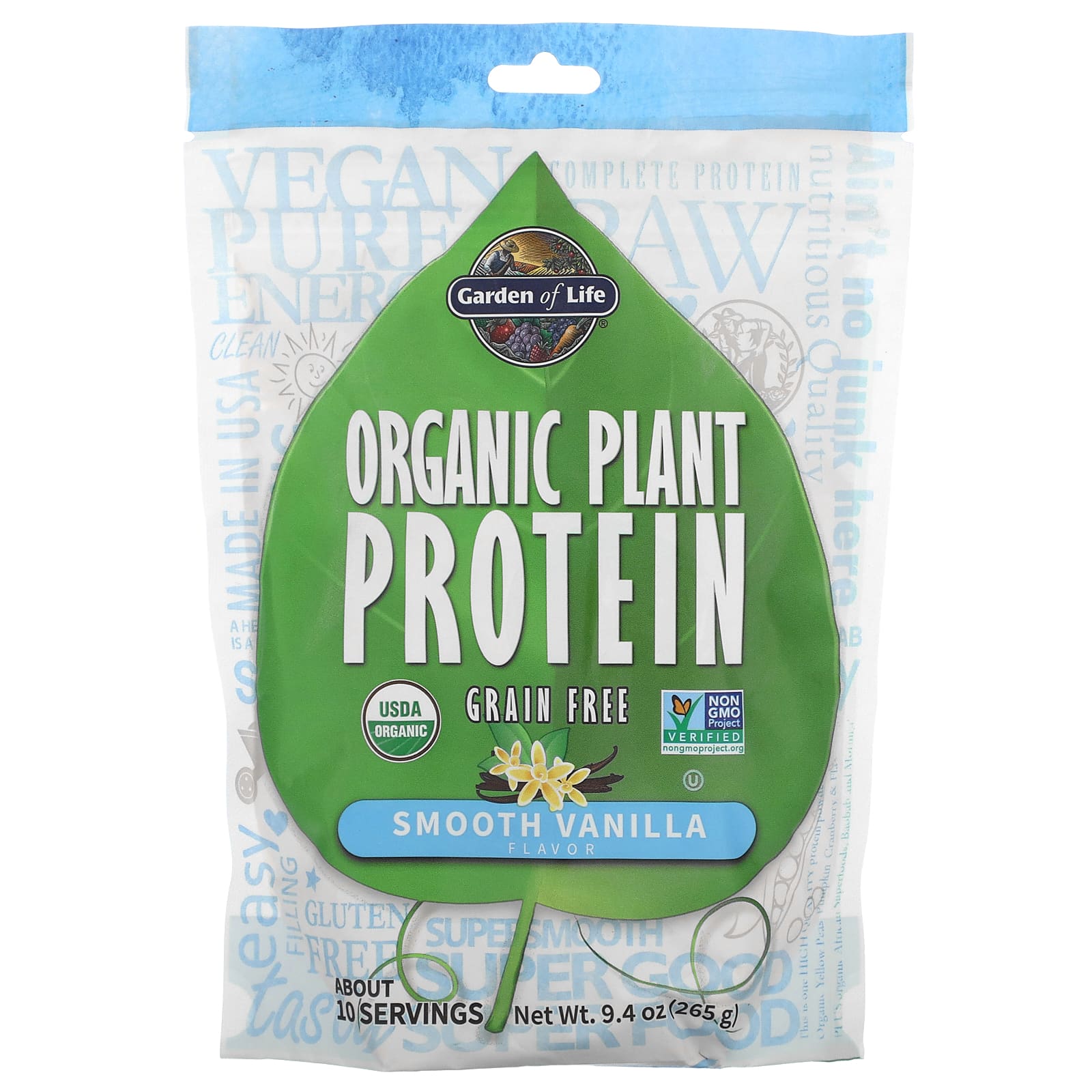 Garden of Life-Organic Plant Protein-Grain Free-Smooth Vanilla-9.4 oz (265 g)