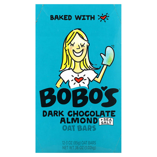 Bobo's Oat Bars-Dark Chocolate Almond + Sea Salt Oat Bars-12 Bars-3 oz (85 g) Each