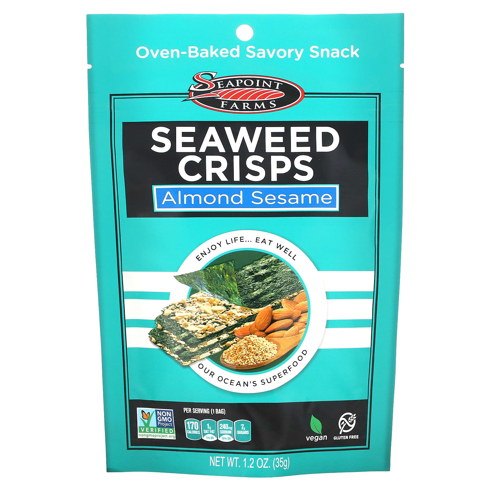 Seapoint Farms-Seaweed Crisps-Almond Sesame-1.2 oz (35 g)