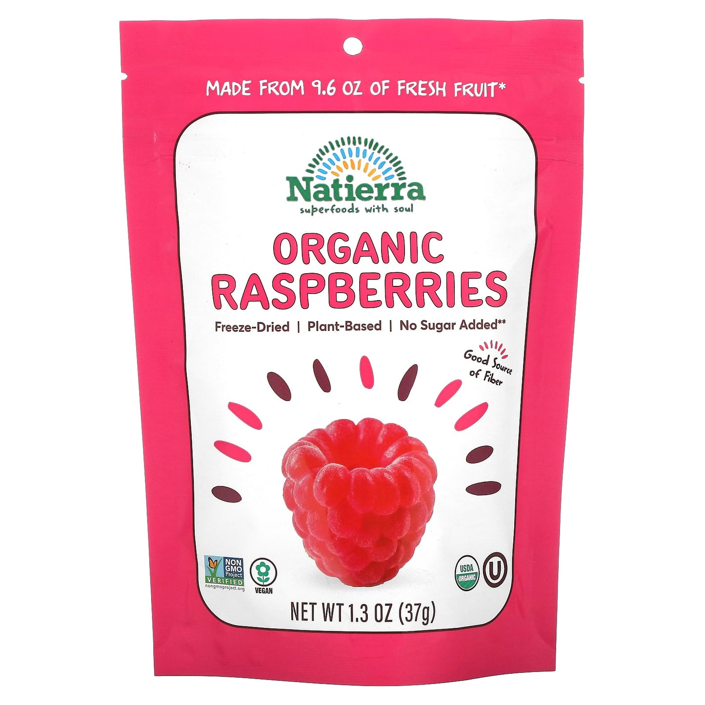 Natierra-Organic Freeze-Dried Raspberries-1.3 oz (37 g)