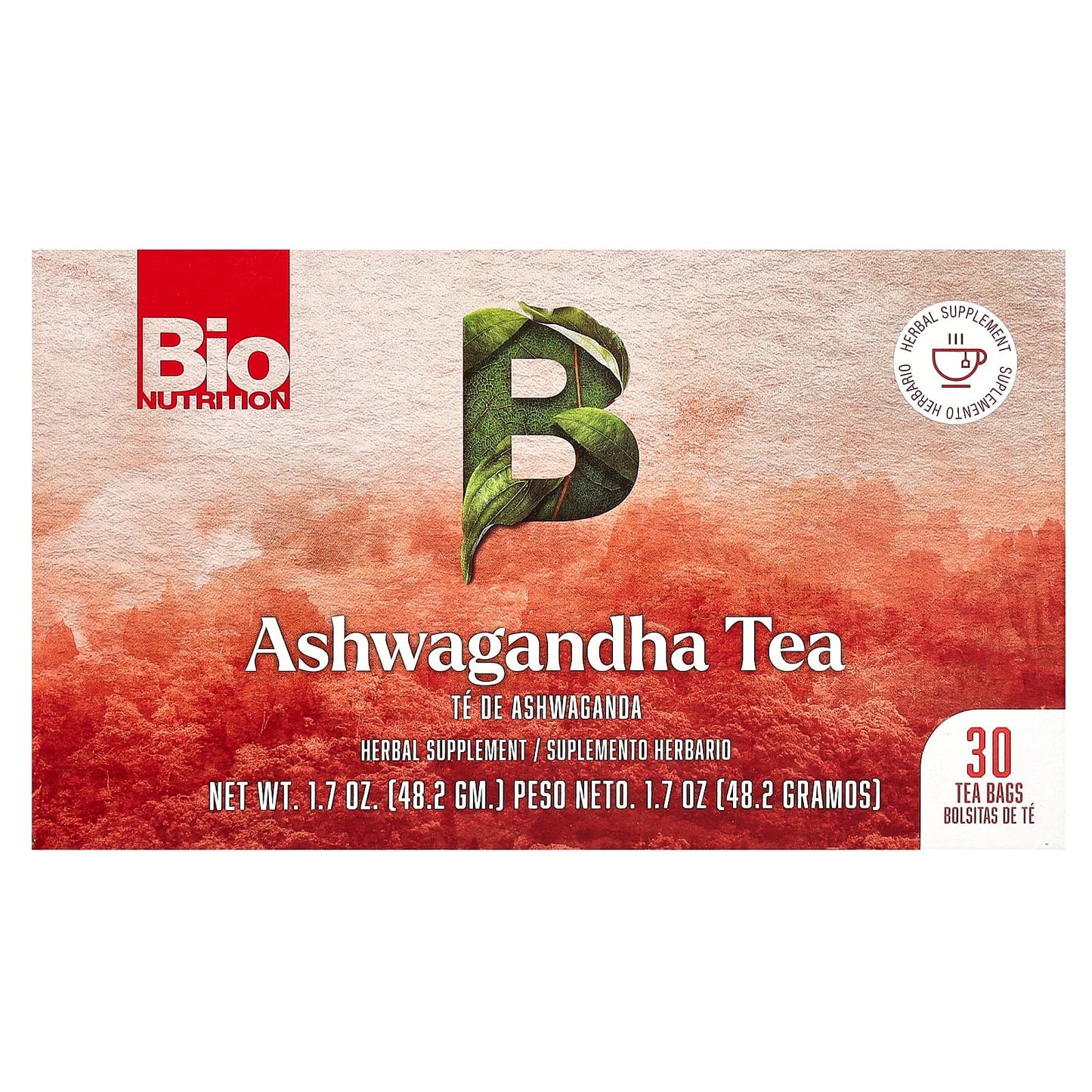 Bio Nutrition-Ashwagandha Tea-Caffeine Free-30 Tea Bags-1.7 oz (48.2 g)