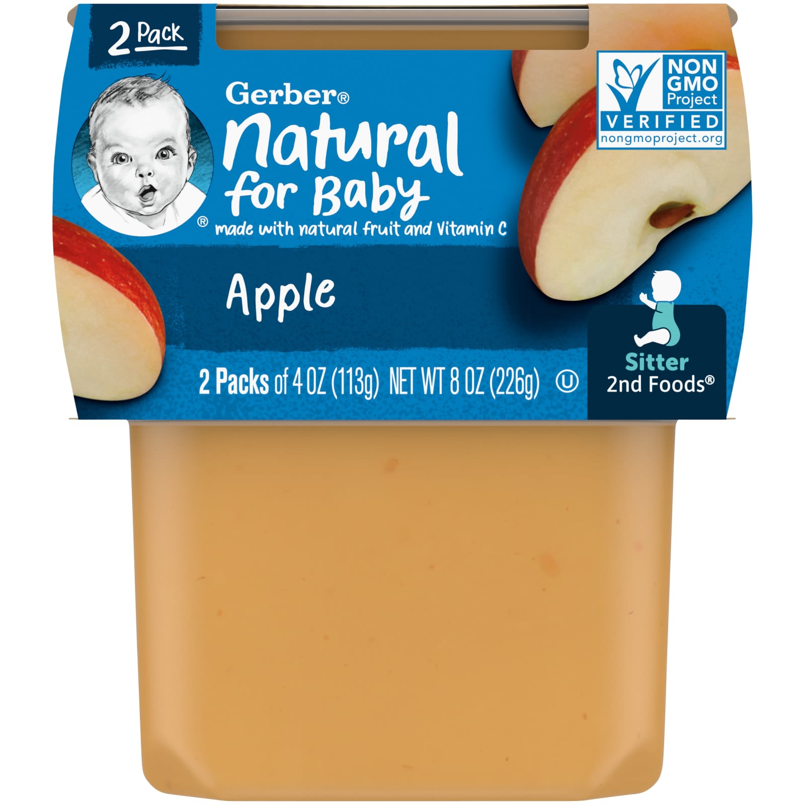 Gerber-Natural for Baby-2nd Foods-Apple-2 Pack-4 oz (113 g) Each