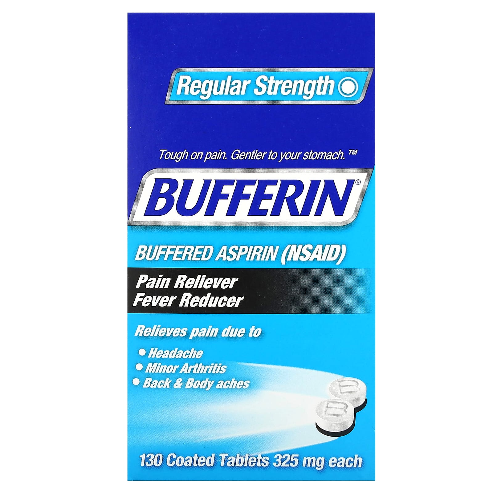 Bufferin-Buffered Aspirin (NSAID)-Regular Strength-650 mg-130 Coated Tablets (325 mg per Tablet)