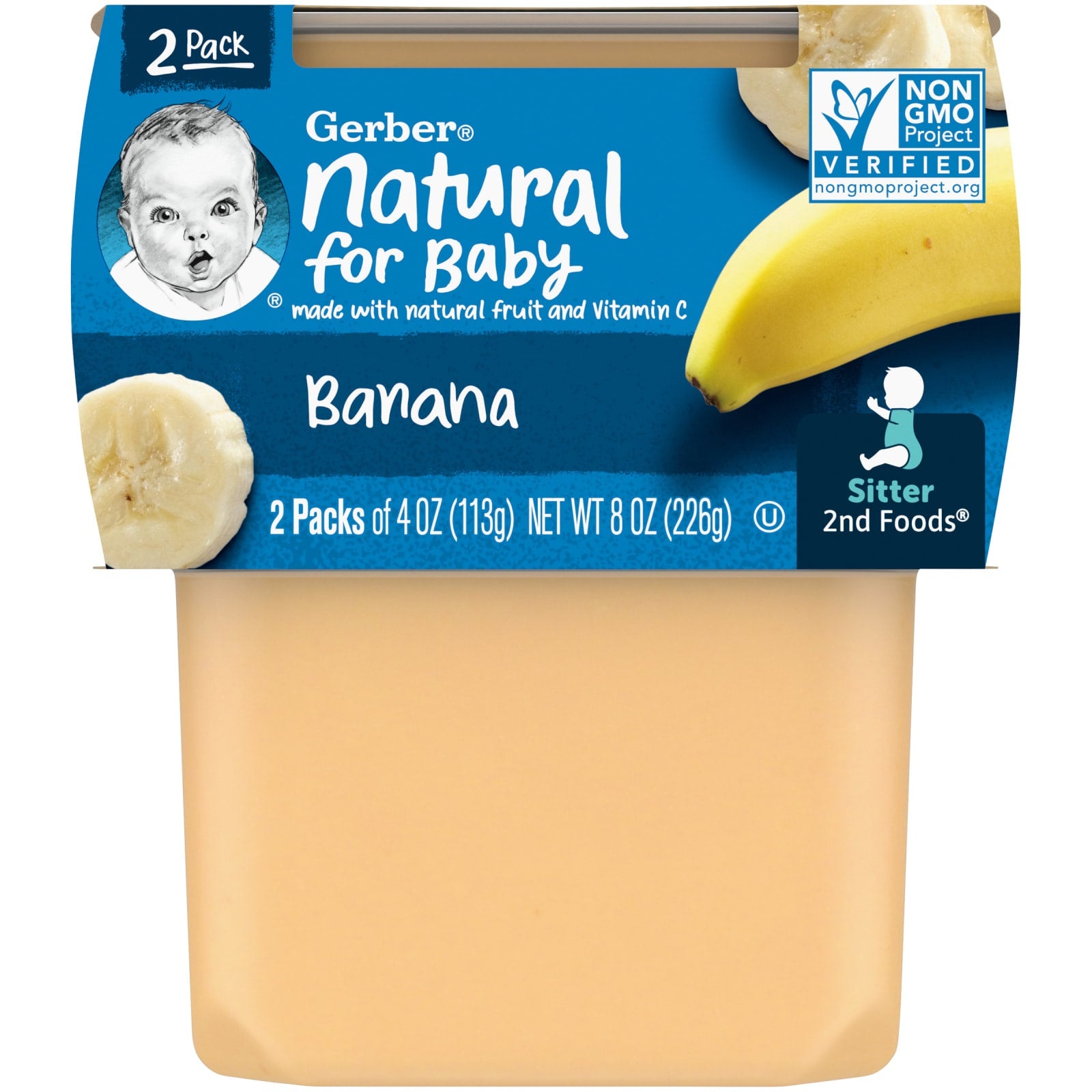 Gerber-Natural for Baby-2nd Foods-Banana-2 Pack-4 oz (113 g) Each