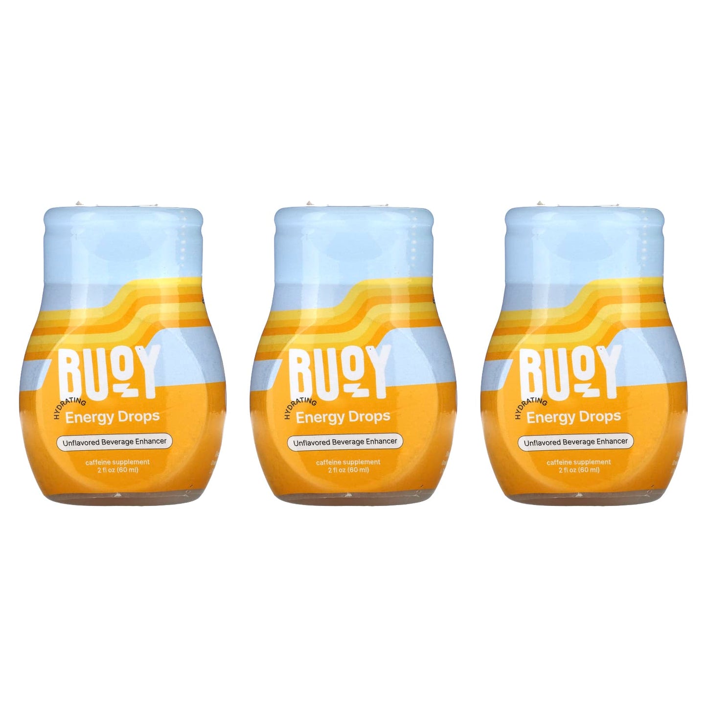 Buoy Hydration-Hydrating Energy Drops-Beverage Enhancer-Unflavored-3 Pack-2 fl oz (60 ml) Each