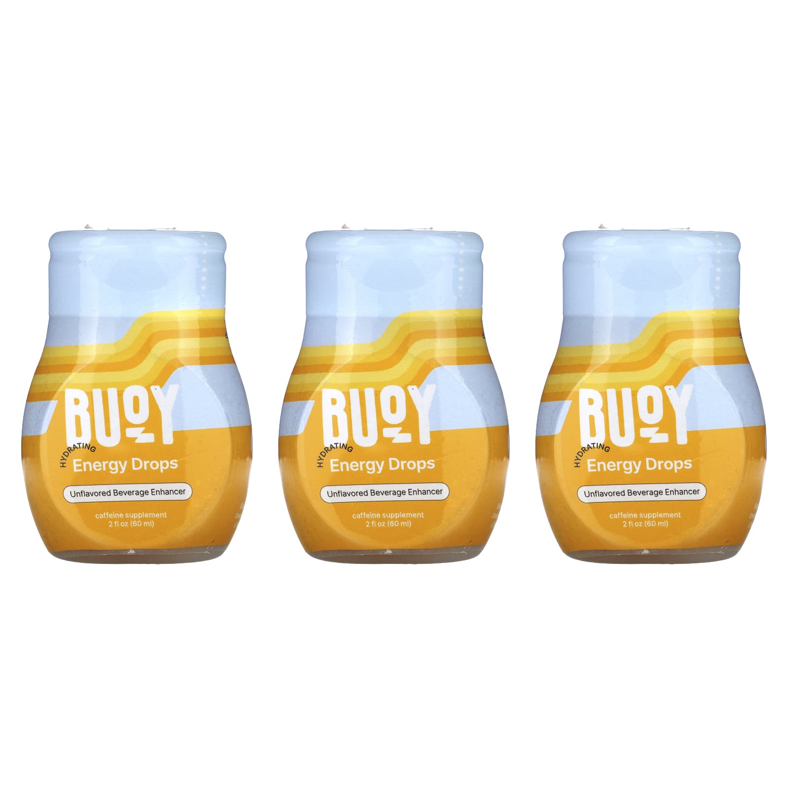 Buoy Hydration-Hydrating Energy Drops-Beverage Enhancer-Unflavored-3 Pack-2 fl oz (60 ml) Each