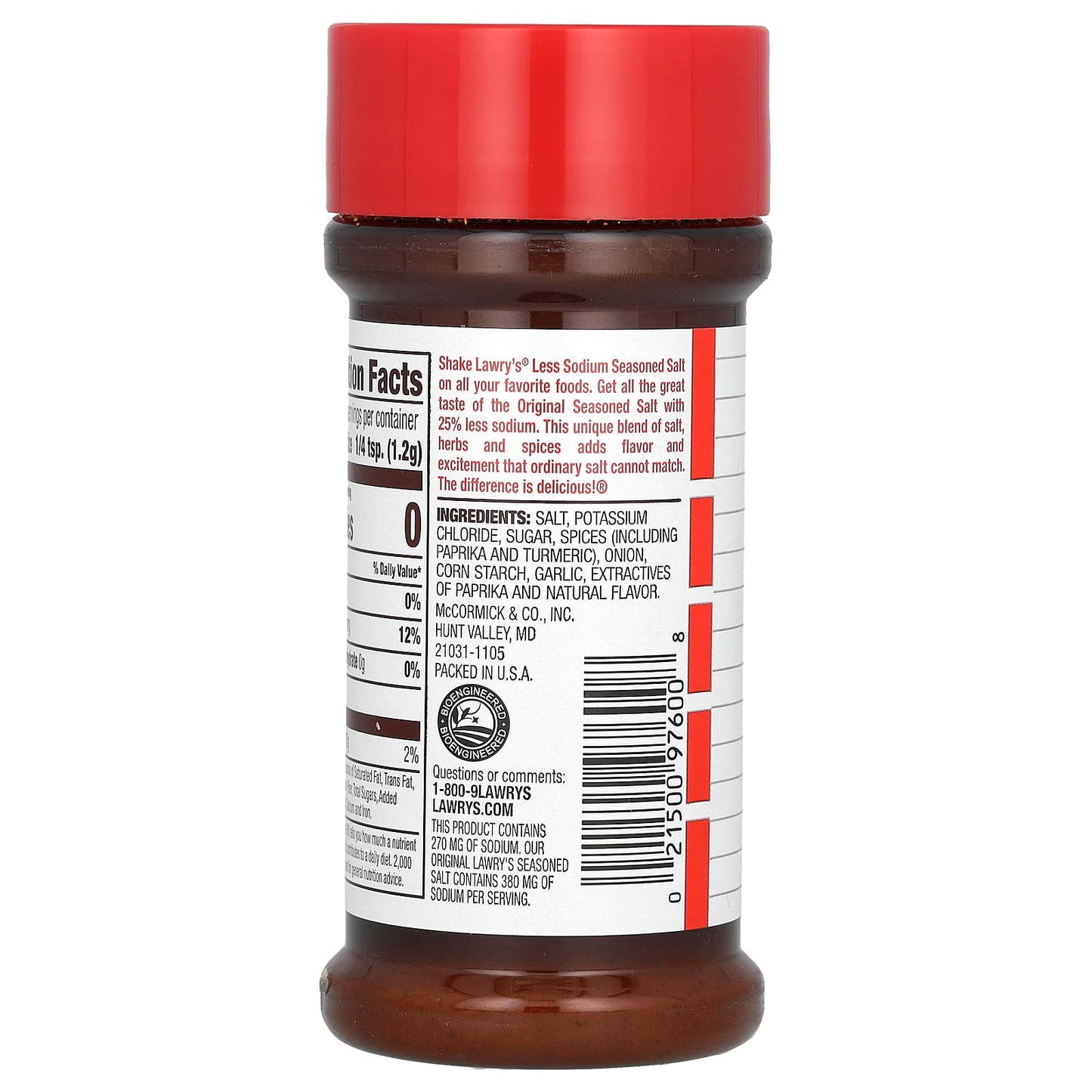 Lawry's, Seasoned Salt, Less Sodium, 8 oz (226 g)