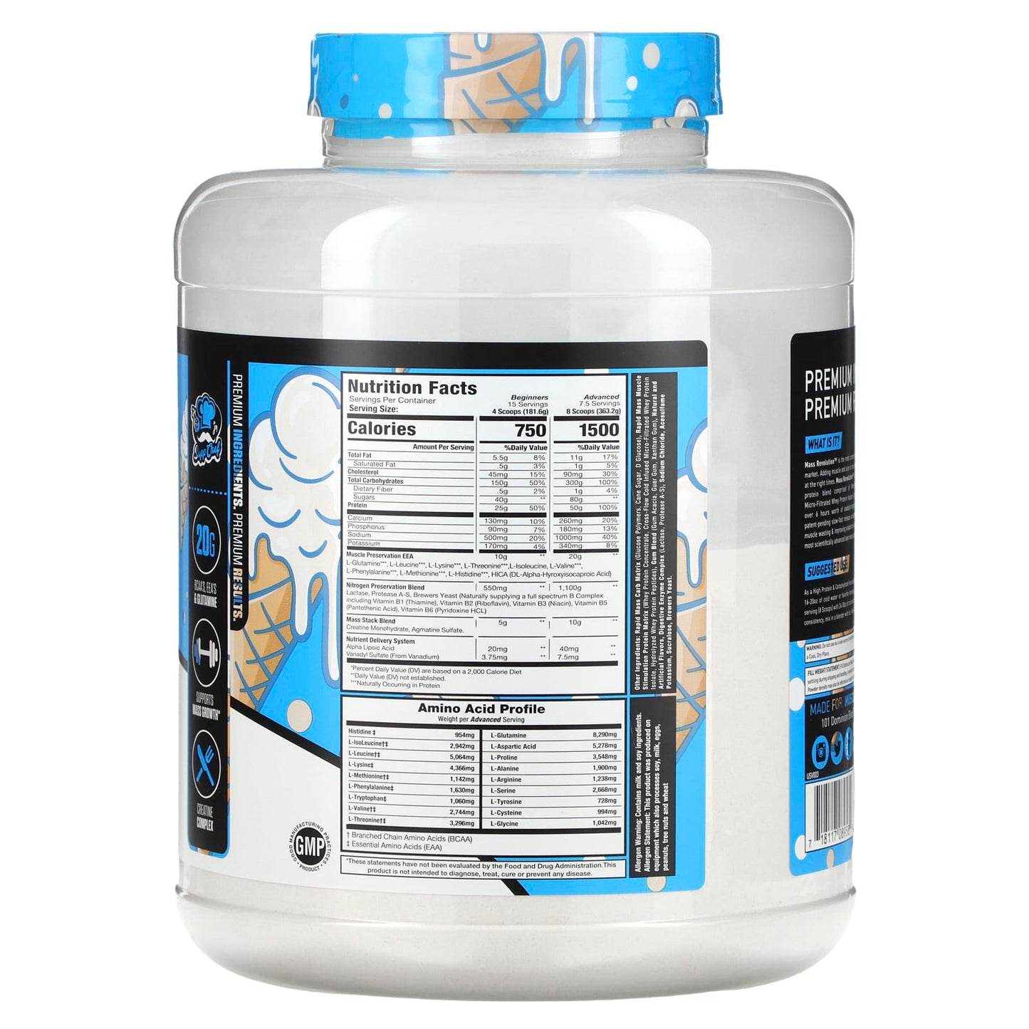 MuscleSport, Mass, Revolution, Vanilla Ice Cream, 6 lbs (2,721 g)