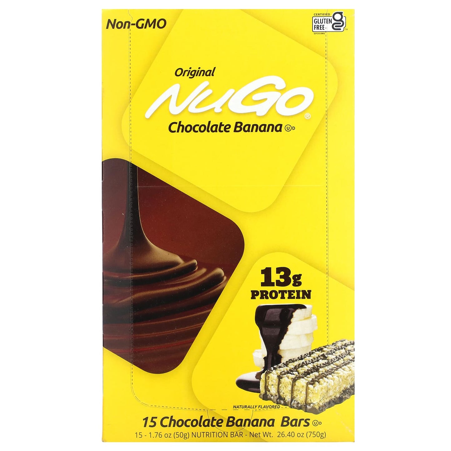 NuGo Nutrition-Chocolate Banana Bars-15 Bars-1.76 oz (50 g) Each