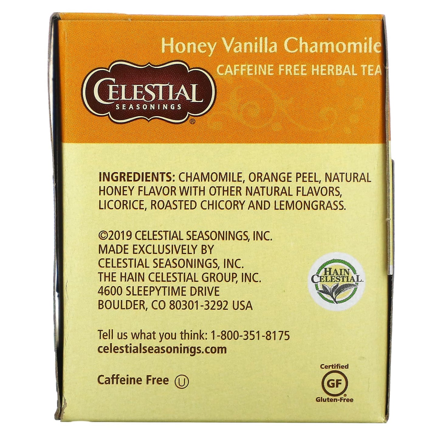 Celestial Seasonings, Herbal Tea, Honey Vanilla Chamomile, Caffeine Free, 20 Tea Bags, 1.7 oz (47 g)