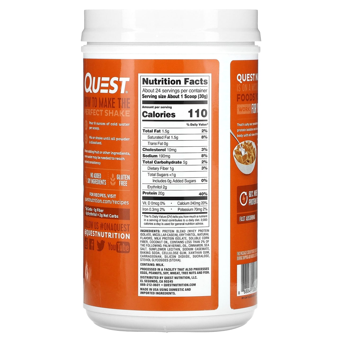 Quest Nutrition, Protein Powder, Cinnamon Crunch, 1.6 lb (726 g)